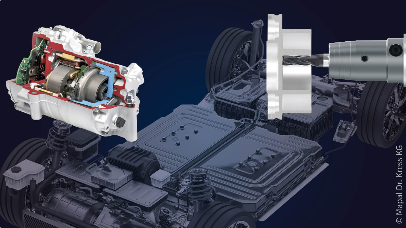 Machining of aluminum and magnesium components for electric drives